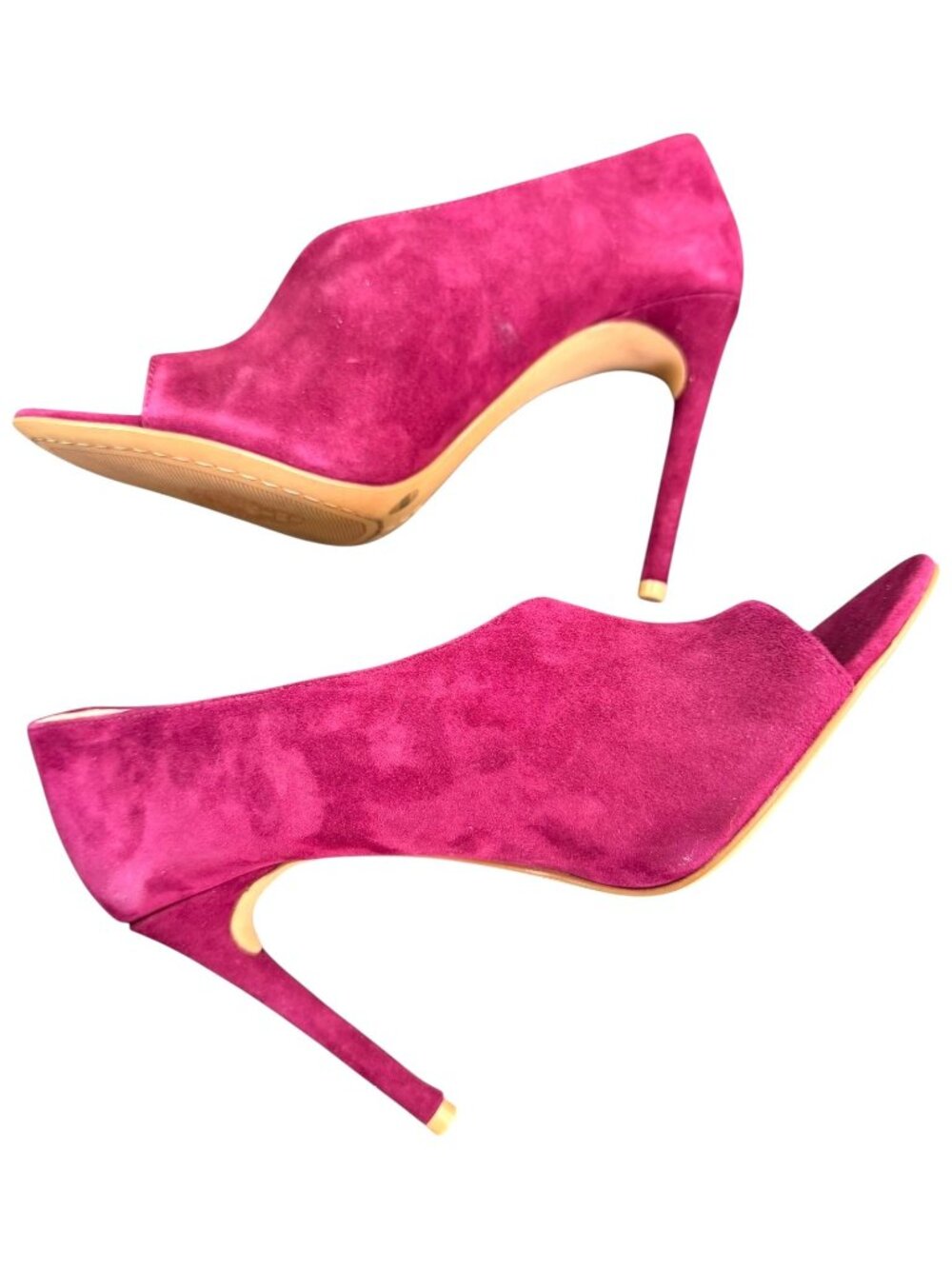 Vince Camuto Ribbon Red Suede Open Toe Heels Size 8M New In Box
